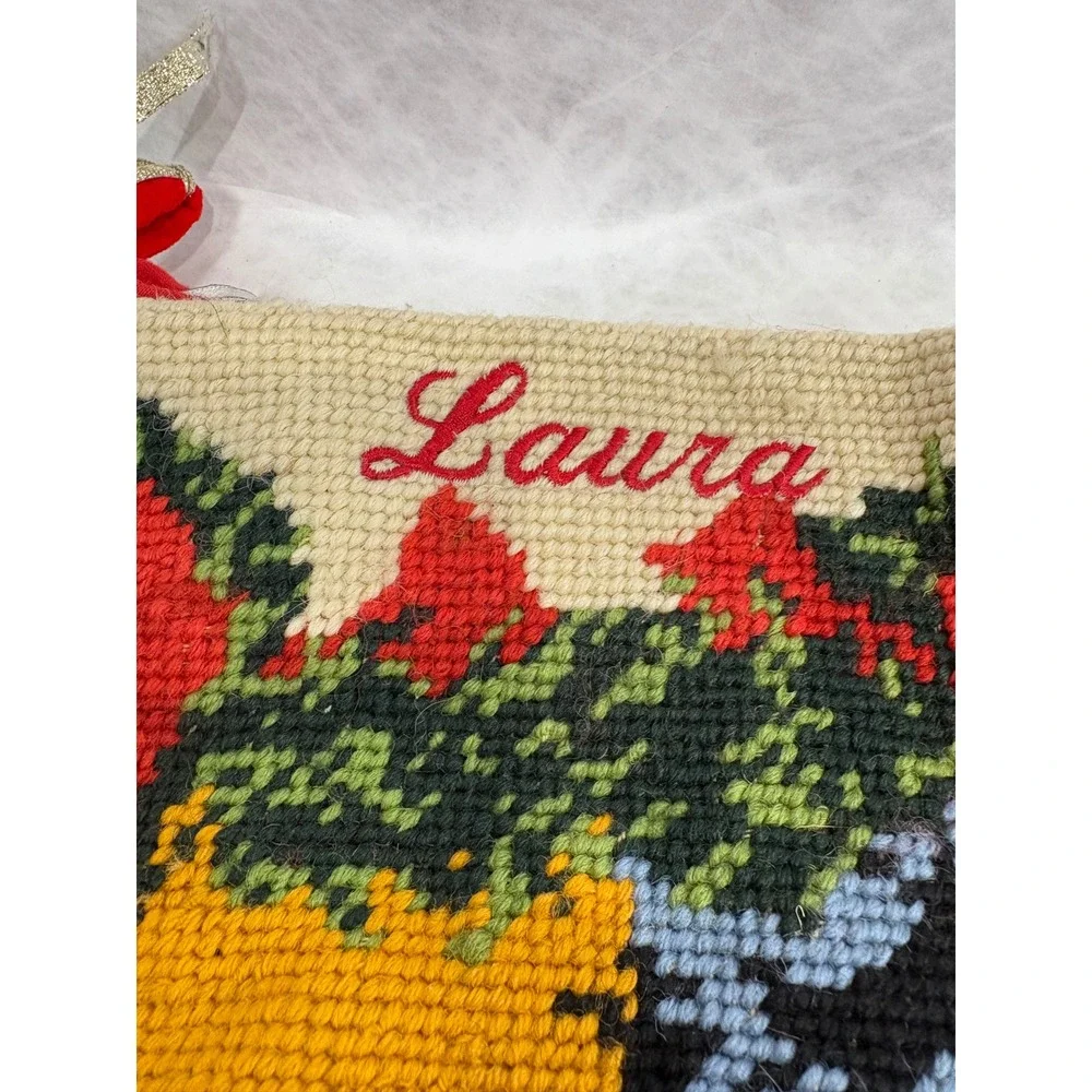 Miller's Collection Wool Needlepoint Christmas Stocking Horses I‎ Believe Laura